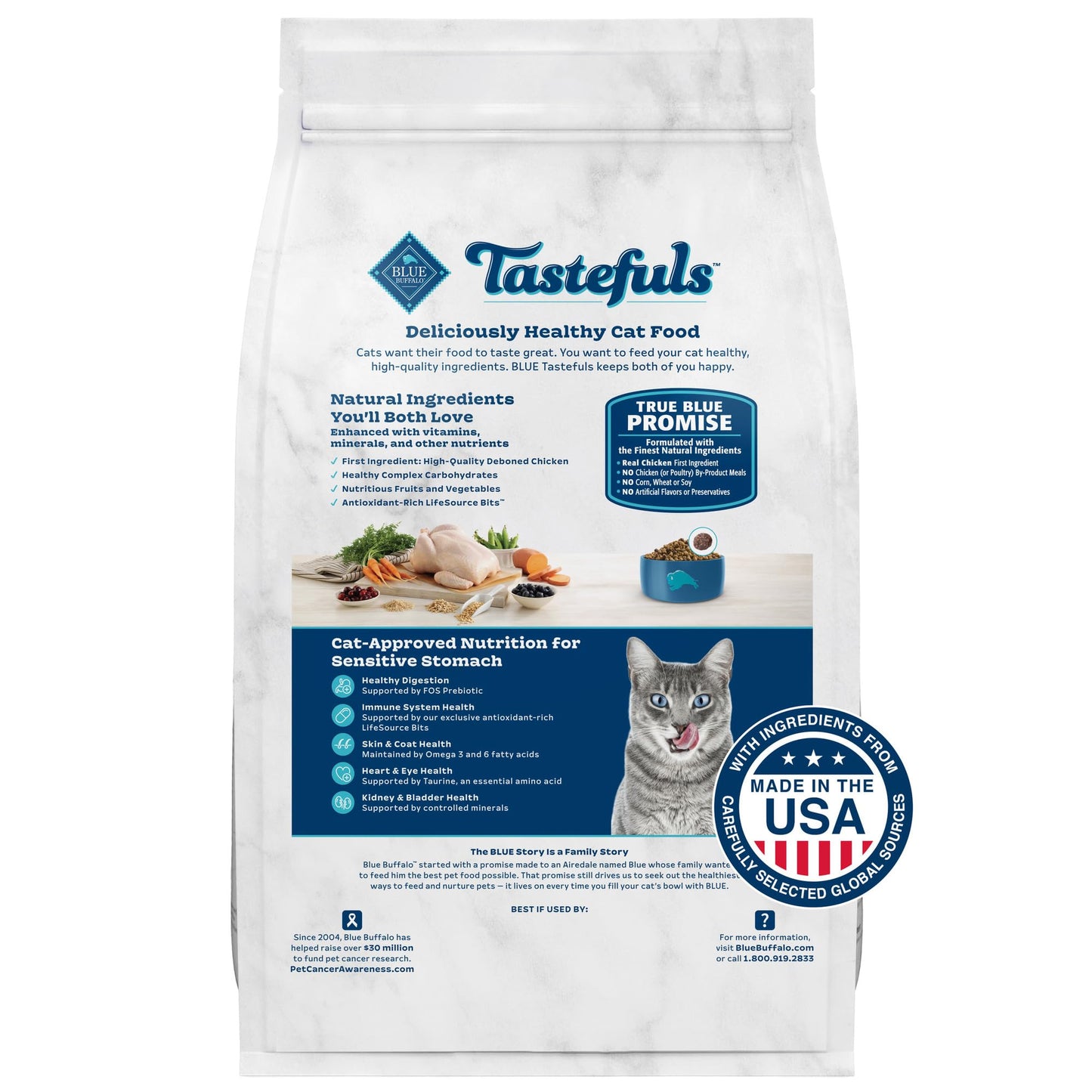 Blue Buffalo Tastefuls Natural Dry Food for Adult Indoor Cats, Chicken & Brown Rice Recipe, 15-lb. Bag