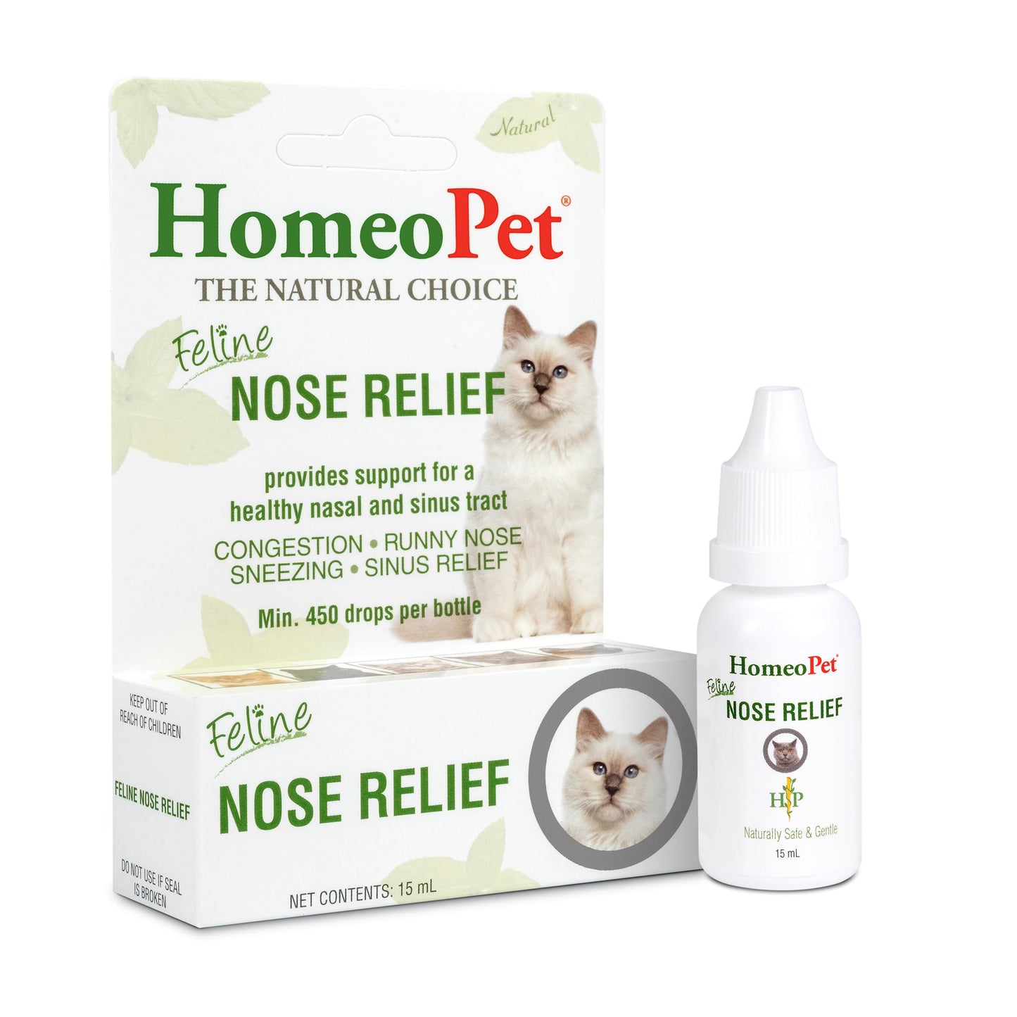 HomeoPet Feline Nose Relief, Natural Nasal and Sinus Medicine for Cats, Pet Medicine, 15 Milliliters