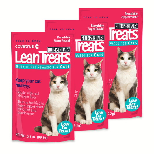 Covetrus Nutrisential Lean Treats for Cats - Soft Cat Treats for Small, Medium, Large Cats - Nutritional Low Fat Bite Size Feline Treats - Chicken Flavor - 3 Pack - 3.5oz