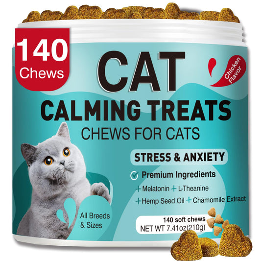 MNQAXZ Cat Calming Treats, Calm Chews for Cats Pet Treats for Travel Boarding Foster Care Veterinary Visits Relieve Anxiety Prevent Bites by Cats Soothing for Indoor Kitten 7.41 OZ