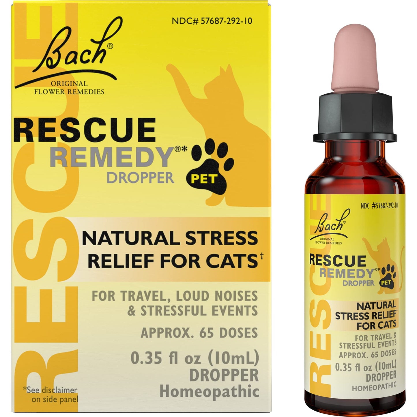 Bach RESCUE REMEDY PET for Cats 10mL, Natural Calming Drops, Stress Relief for Cats & Kittens Caused by Loud Noises, Travel, New Pets & People, Homeopathic Flower Remedy