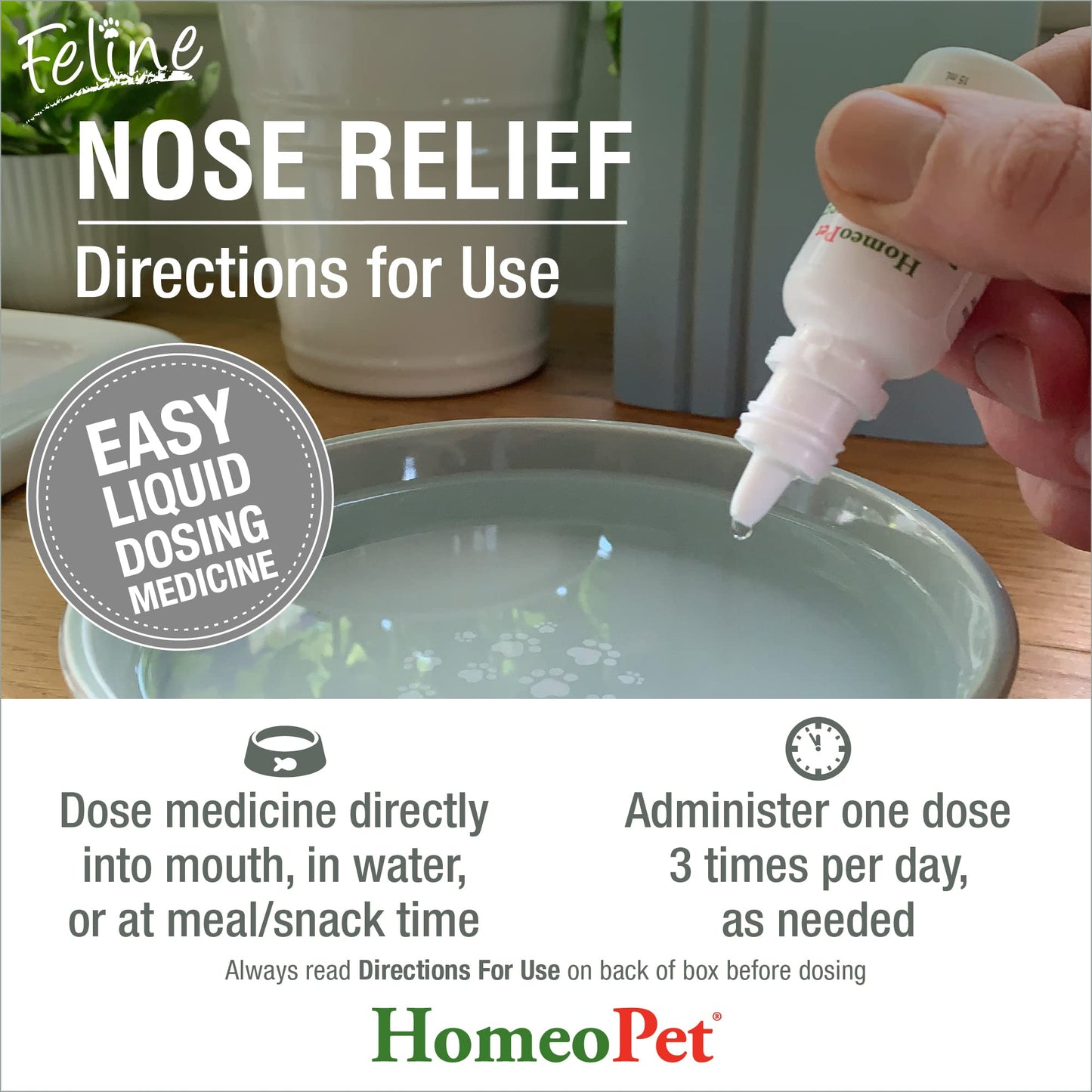 HomeoPet Feline Nose Relief, Natural Nasal and Sinus Medicine for Cats, Pet Medicine, 15 Milliliters