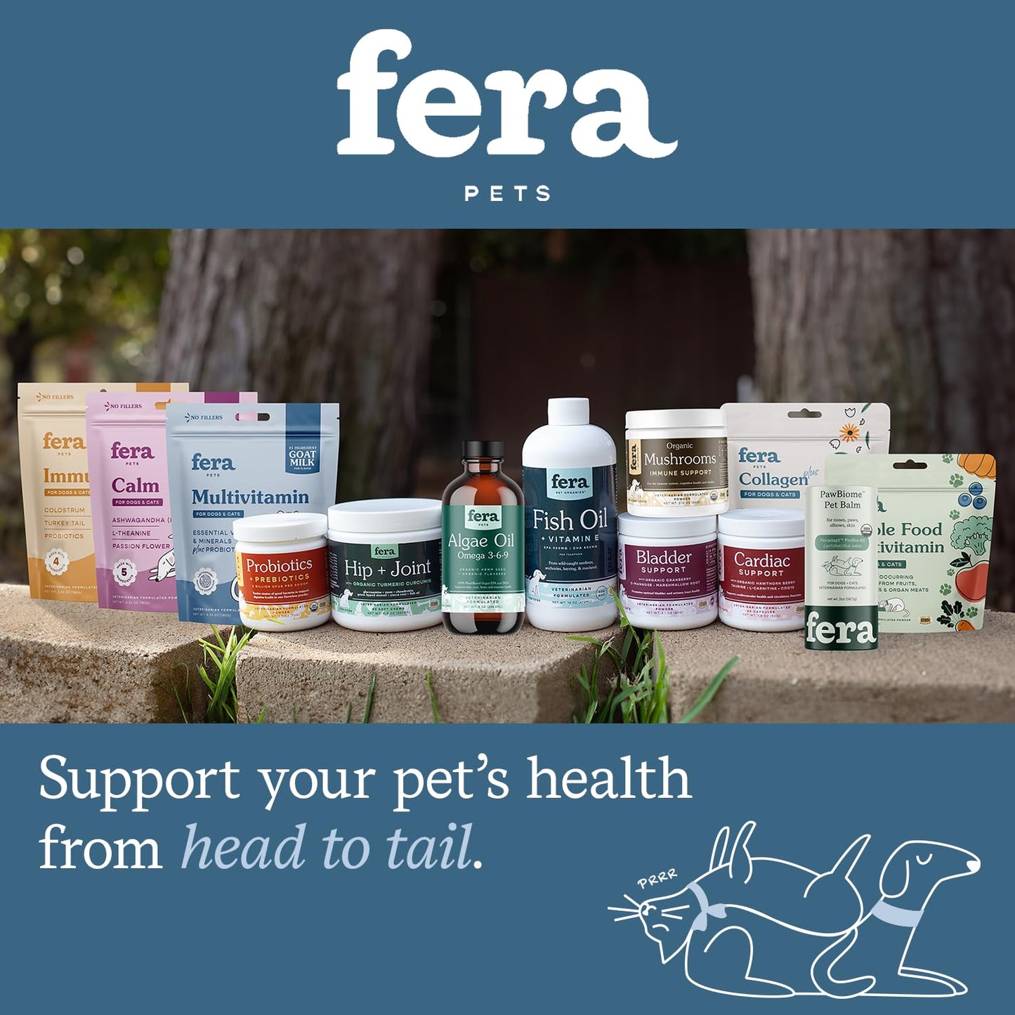 Fera Pet Organics Multivitamin Goat Milk Cat & Dog – Vet Created - Cat & Dog Multivitamin - Probiotics & Essential Vitamins & Minerals–60 Servings