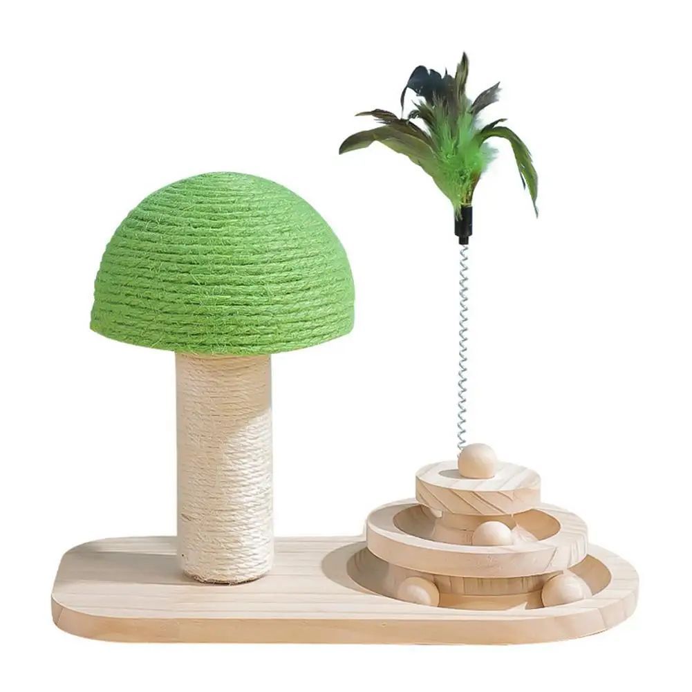 Cat Toys Scratching Post Mushroom Sisal Rope Scratcher Tree Tower Wood Turntable Ball Kitten Climbing Frame  Supplies