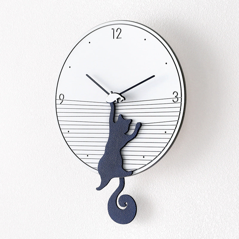 Fashionable Wagtail Cat Silent Clock