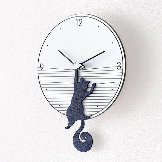 Fashionable Wagtail Cat Silent Clock