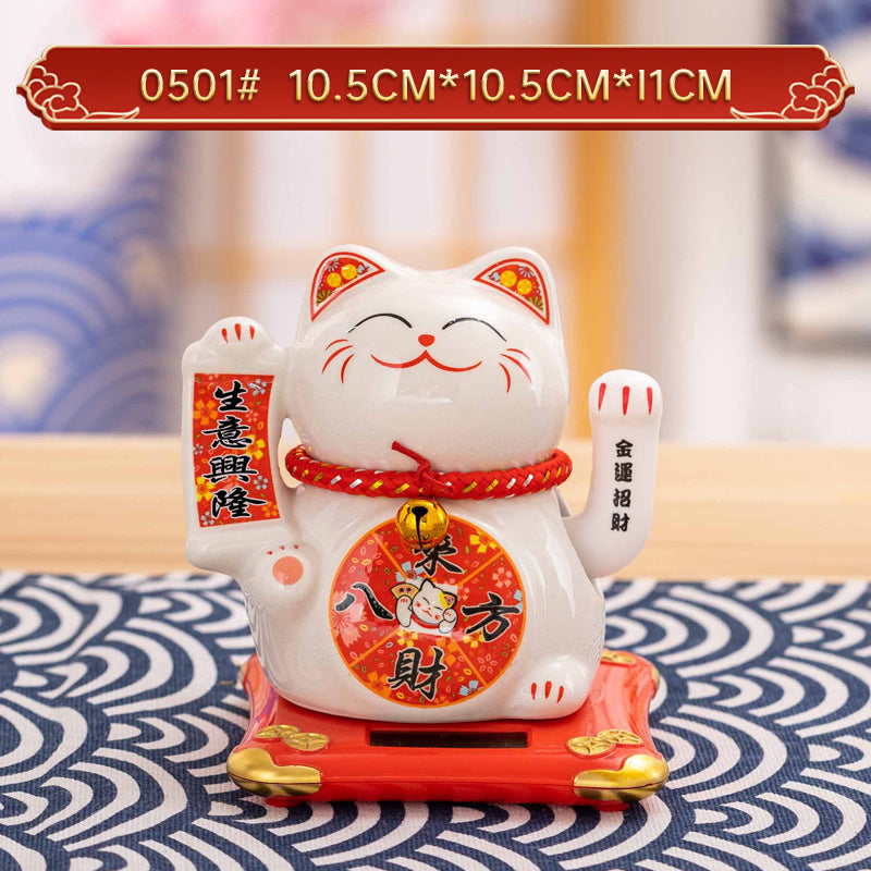 Home Chinese solar lucky cat store gifts can shake hands annual meeting gifts casual car small ornaments decorative crafts