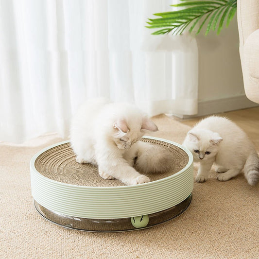 Crumb-free Cat Toy Corrugated Bowl-shaped Three-in-one Multifunctional Cat Scratch Board