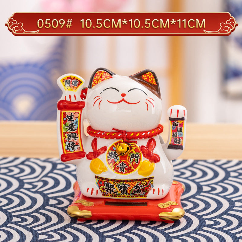 Home Chinese solar lucky cat store gifts can shake hands annual meeting gifts casual car small ornaments decorative crafts