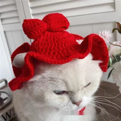 Pet Hood Cat Dog Knitted Hat Prop Headdress