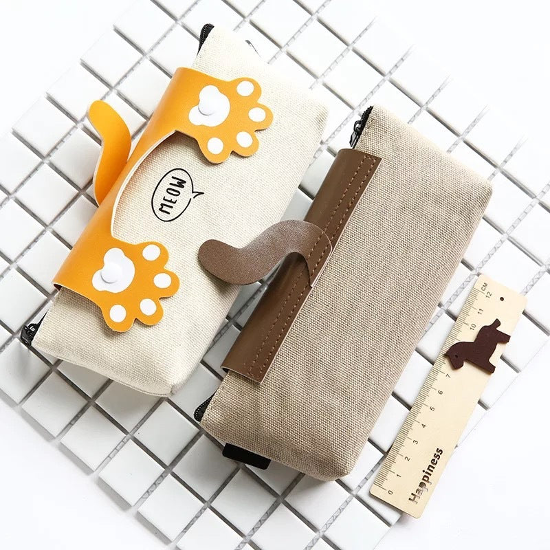 Creative Cute Cartoon Cat Canvas Zipper Pencil Case