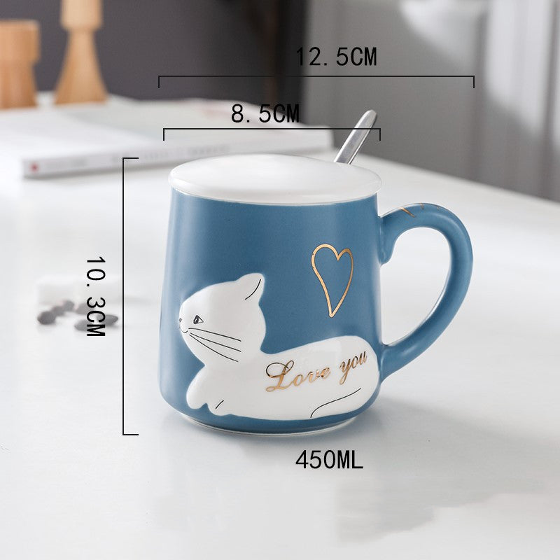 Three-dimensional Relief Cat Ceramic Mug