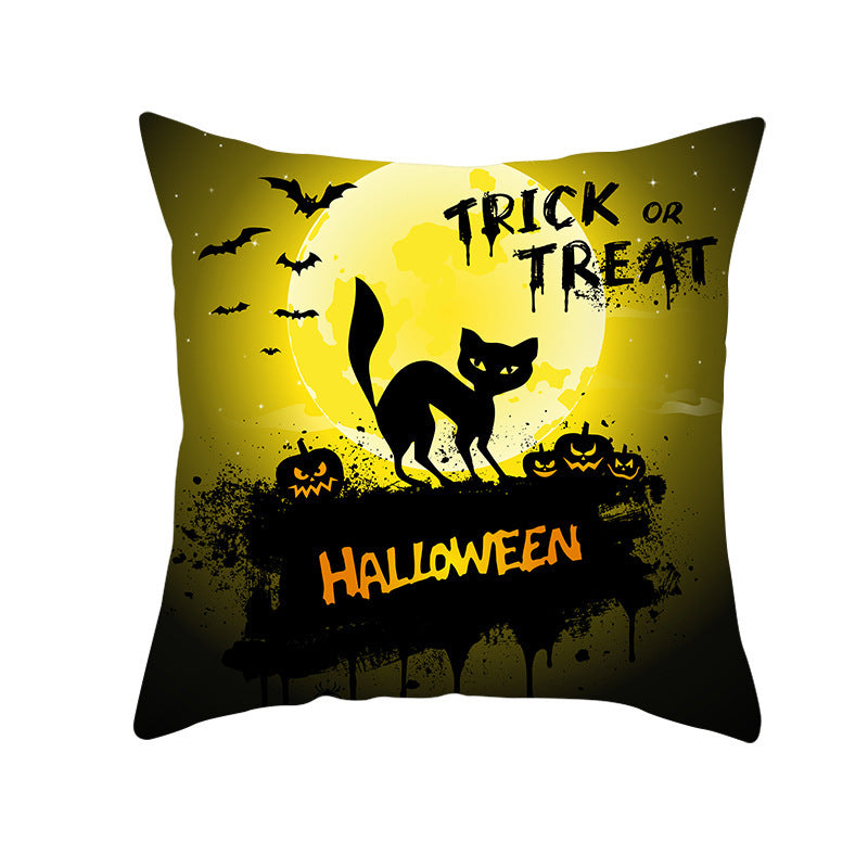 Halloween new pumpkin black cat pillowcase