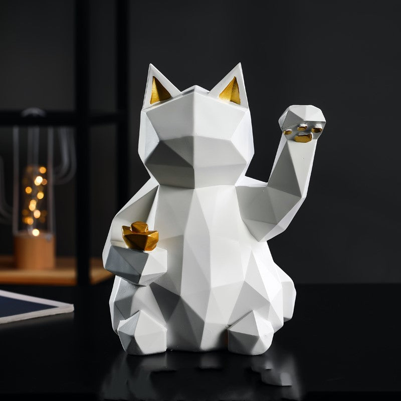 Creative geometric lucky cat ornaments