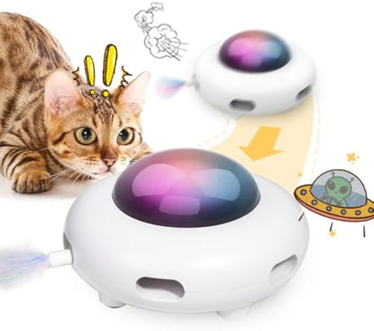 Interactive Cat Toys For Indoor Cats Automatic Kitten Toys Moving Feather Kicker Exercise Hair Removal Toy USB Rechargeable