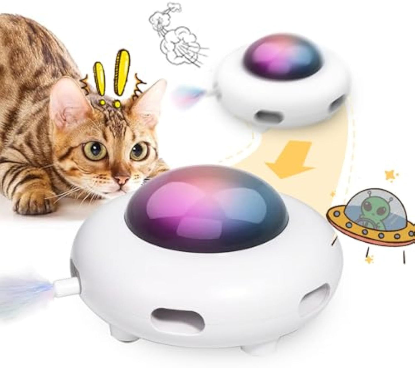 Interactive Cat Toys For Indoor Cats Automatic Kitten Toys Moving Feather Kicker Exercise Hair Removal Toy USB Rechargeable