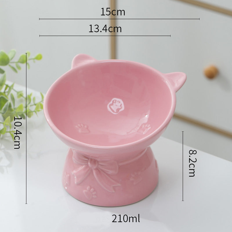 Cute Ceramic Cat Bowl Tall Cat Food Bowl