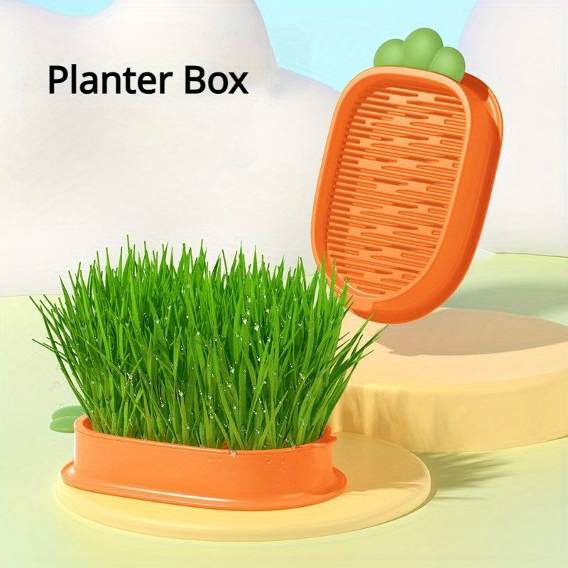 Carrot Design Cat Grass Growth Kit Grass Planting Box Plastic Pet Grass Tray Pet Supplies Including Seeds