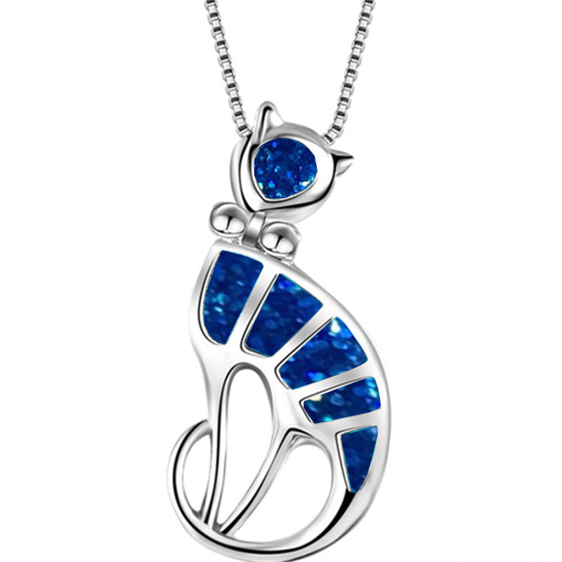 Epoxy cat necklace pendant fashion jewelry