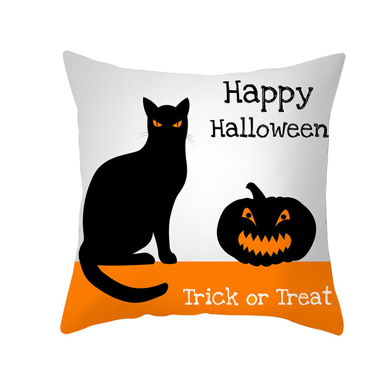 Halloween new pumpkin black cat pillowcase