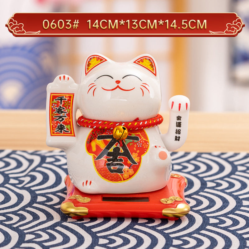 Home Chinese solar lucky cat store gifts can shake hands annual meeting gifts casual car small ornaments decorative crafts