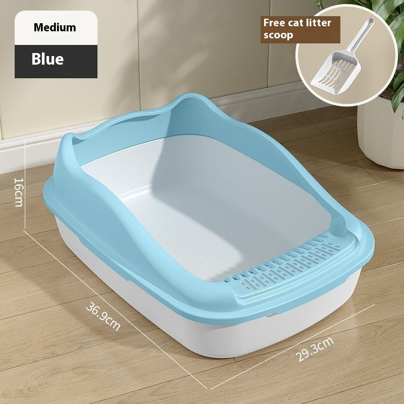 Litter Box Oversized Semi-enclosed Cat Toilet Anti-splash Cat Poop Basin