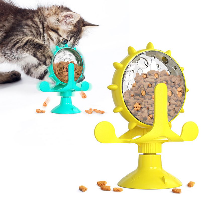 Funny Cat Turntable Toy Pet Windmill Food leakage Bucket Cat Exercise Training Toys