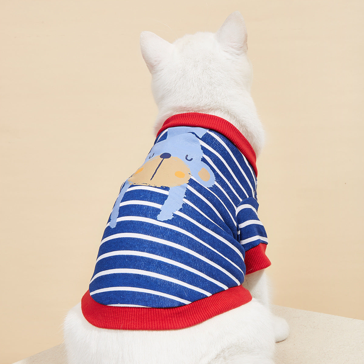 High Quality New Pet Clothes Summer Striped Cotton Cartoon Printing T-Shirt Small Dog Cat Clothing