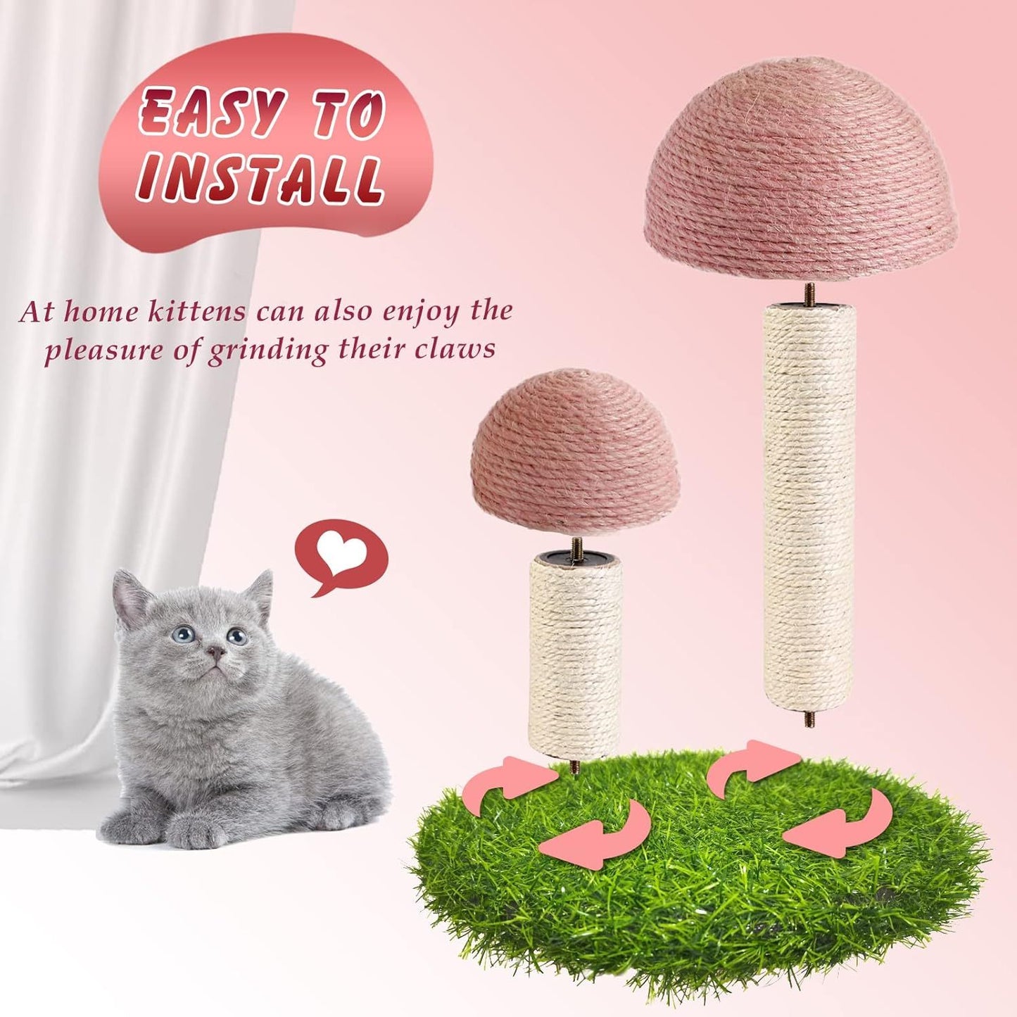 Cat Scratching Post Mushroom Cat Scratcher Featuring With Natural Sisal Caps Scratch Pole And Sturdy Base For Kittens & Small Cats