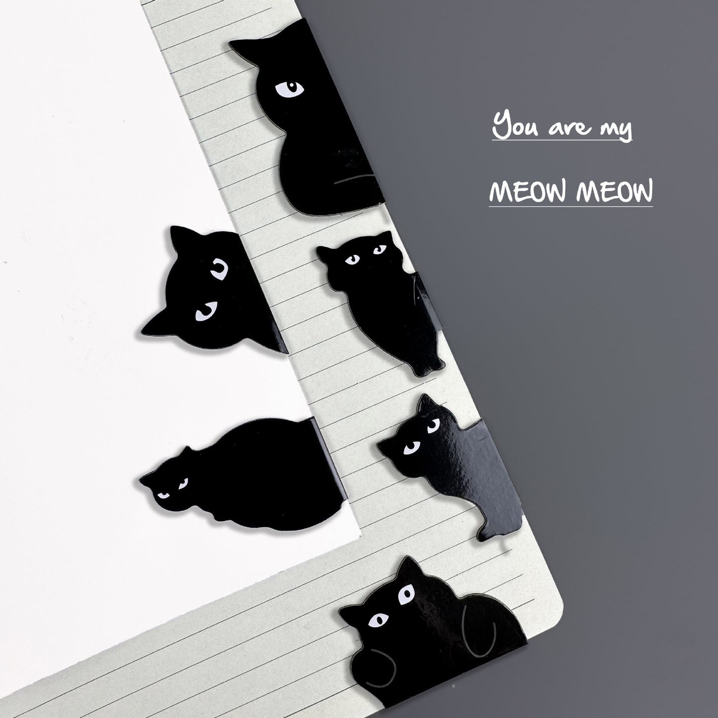 Black Cat Cute Magnetic Bookmark