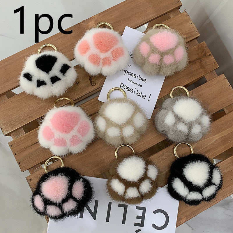 Cat Claw Mink Fur Imitation Fur Hanging Ornament Key Chain