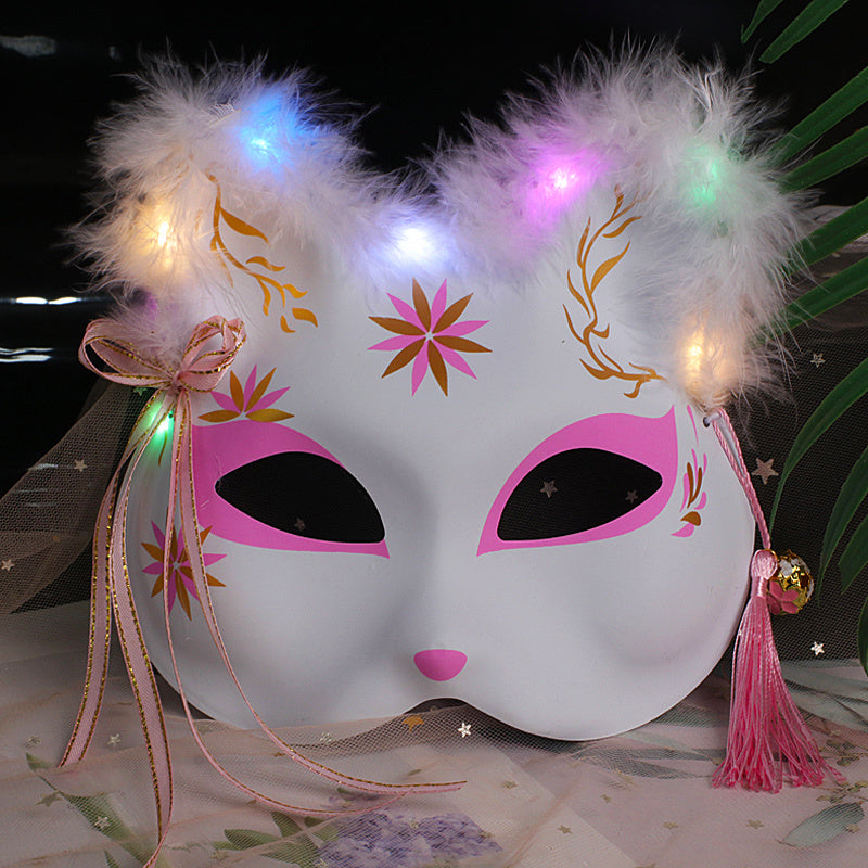 Luminous Feather Fox Mask Two-faced Cat