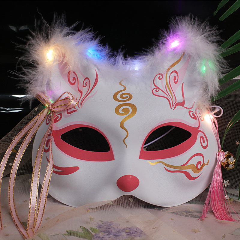 Luminous Feather Fox Mask Two-faced Cat