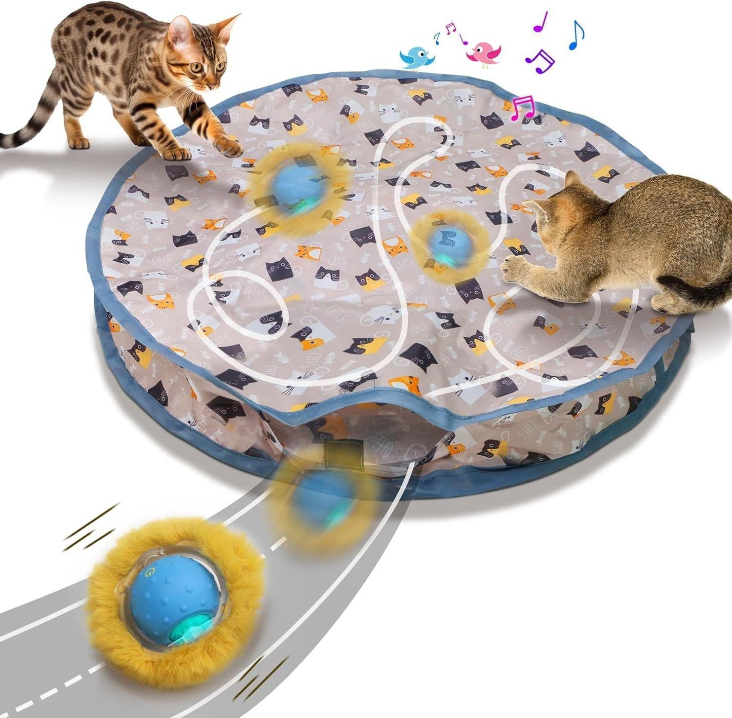 Motion Activated Chirping Cat Toy Ball Hunting Cover Play Mat Christmas Interactive Toys For Cats To Play