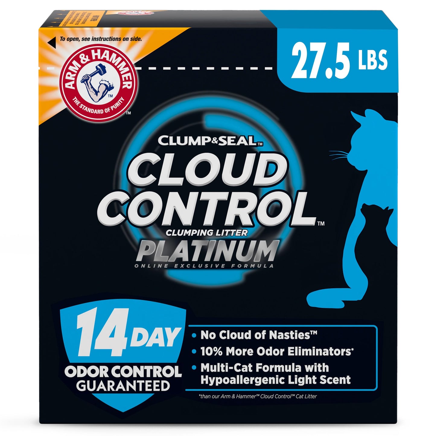 Arm & Hammer Cloud Control Platinum Multi-Cat Clumping Cat Litter with Hypoallergenic Light Scent, 14 Days of Odor Control, 27.5 lbs, Online Exclusive Formula