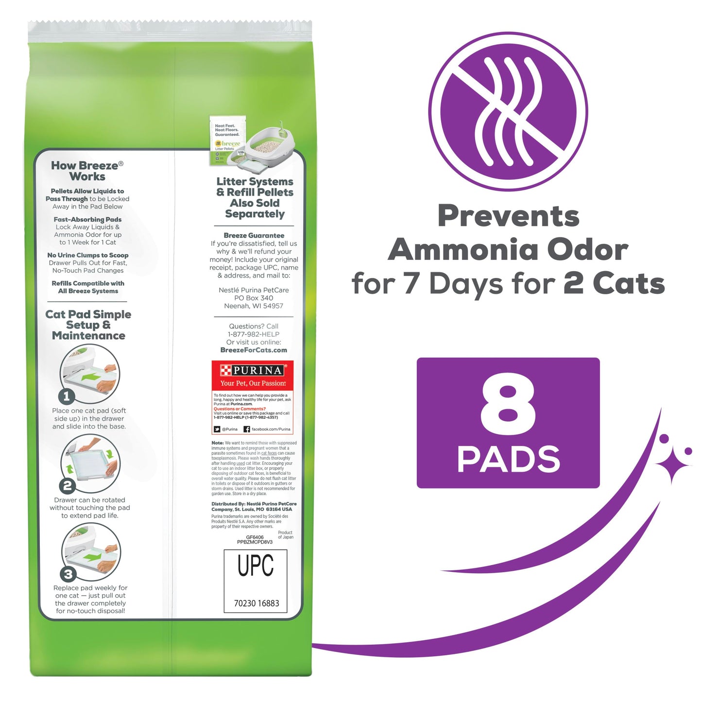 Purina Tidy Cats Cat Litter Breeze Pads Refill Pack Multi Cat Litter Pads - 8 ct. Bag