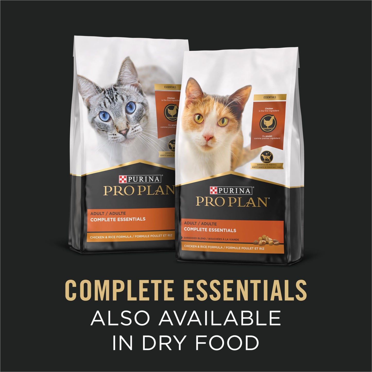 Purina Pro Plan Gravy, High Protein Wet Cat Food Variety Pack, Complete Essentials Chicken and Turkey Favorites - (2 Packs of 12) 3 oz. Cans