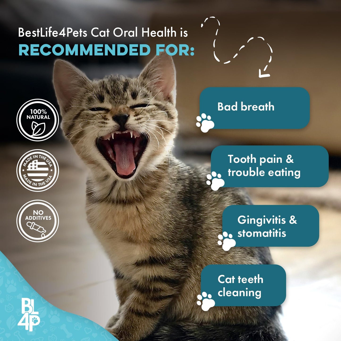 Cat Dental Care & Bad Breath Remedy, Natural Oral Health for Cats Teeth, Mouth, Gums, Daily Cat Breath Freshener, Plaque and Tartar Control Help Gingivitis and Stomatitis, Easy to Use 400 Tiny Pills