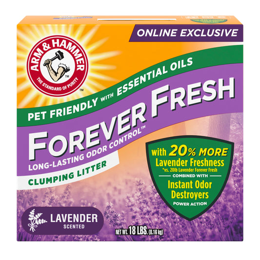 Arm & Hammer Forever Fresh Clumping Cat Litter Lavender, MultiCat 18lb With 20% More Lavender Freshness, Pet Friendly With Essential Oils