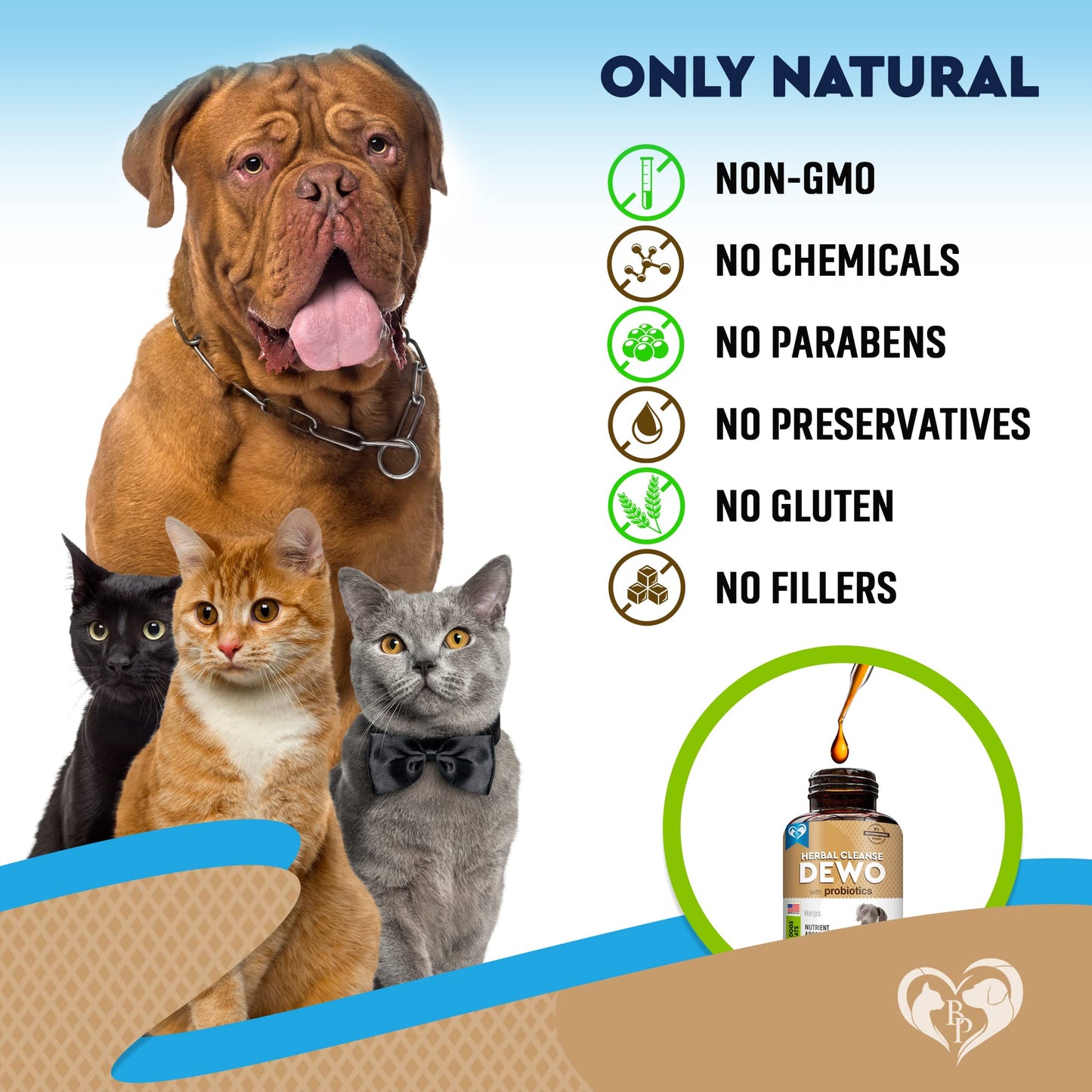 Natural Cat & Dog Intestinal Defense with Probiotic - Herbal Cleanse Broad Spectrum Treatment - Helps Remove Parasites & Toxins - Digestive Issues Supplement for Kittens & Puppies Made in USA