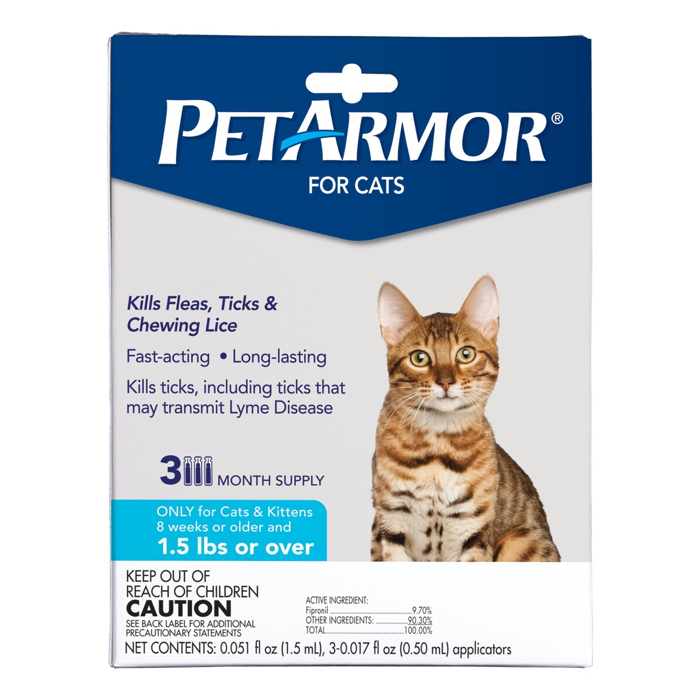 PetArmor for Cats, Flea & Tick Treatment for Cats (Over 1.5 Pounds), Includes 3 Month Supply of Topical Flea Treatments