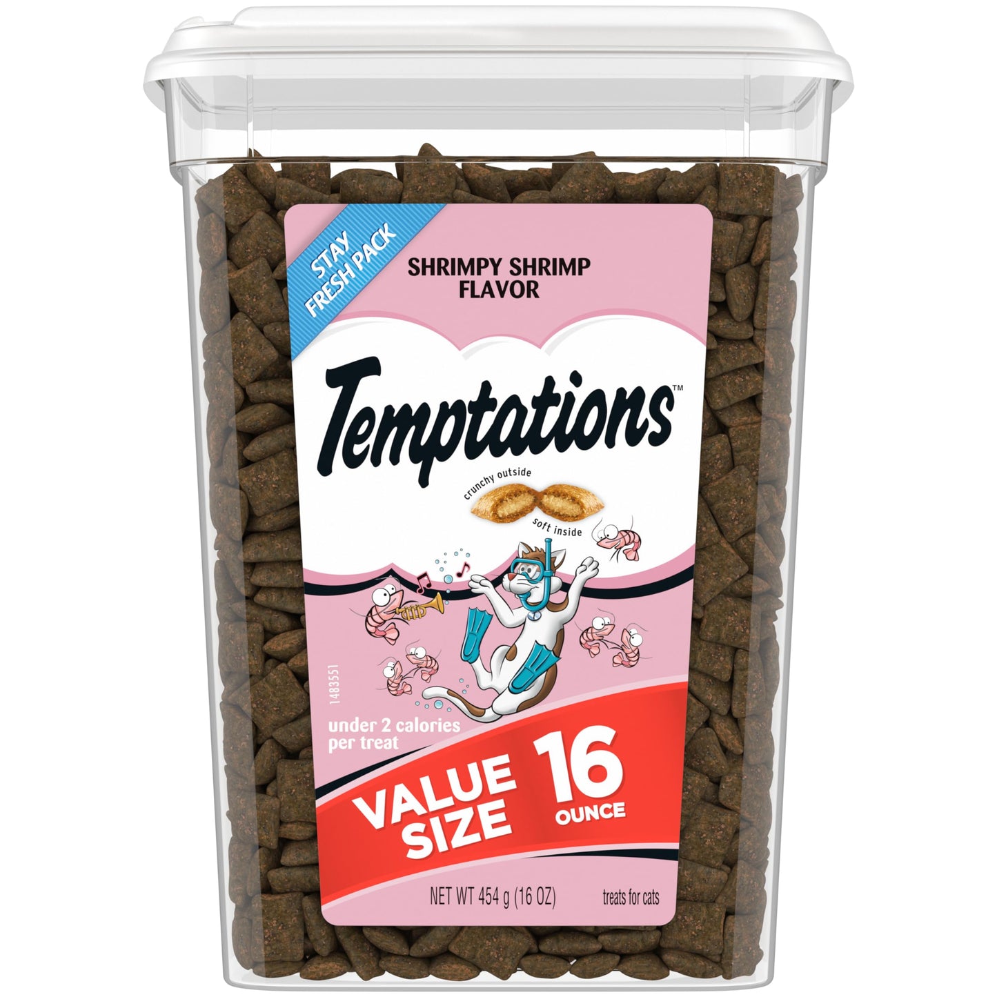 Temptations Classic Crunchy and Soft Cat Treats Shrimpy Shrimp Flavor, 16 oz. Tub