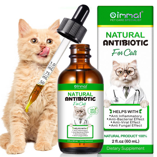 Cat Antibiotics for Infection, Natural Antibiotics for Cats, Cat Multivitamins Liquid, Cat Antibiotic Supports Immune and Cat Allergy Itch Relief, Pet Antibiotics Supplements, Chicken Flavor, 2 Fl Oz