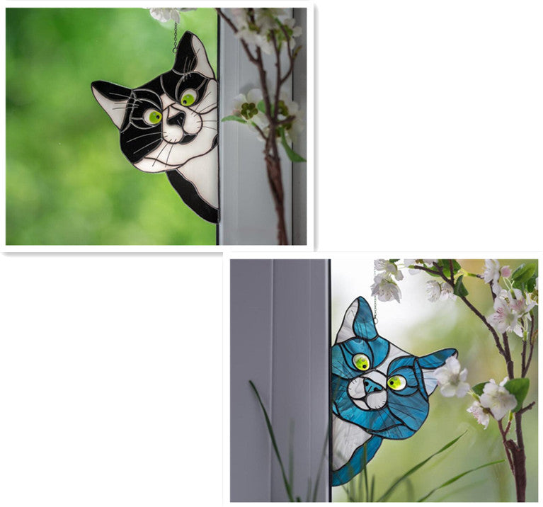 Stained Glass Cat Window Hanger Decoration