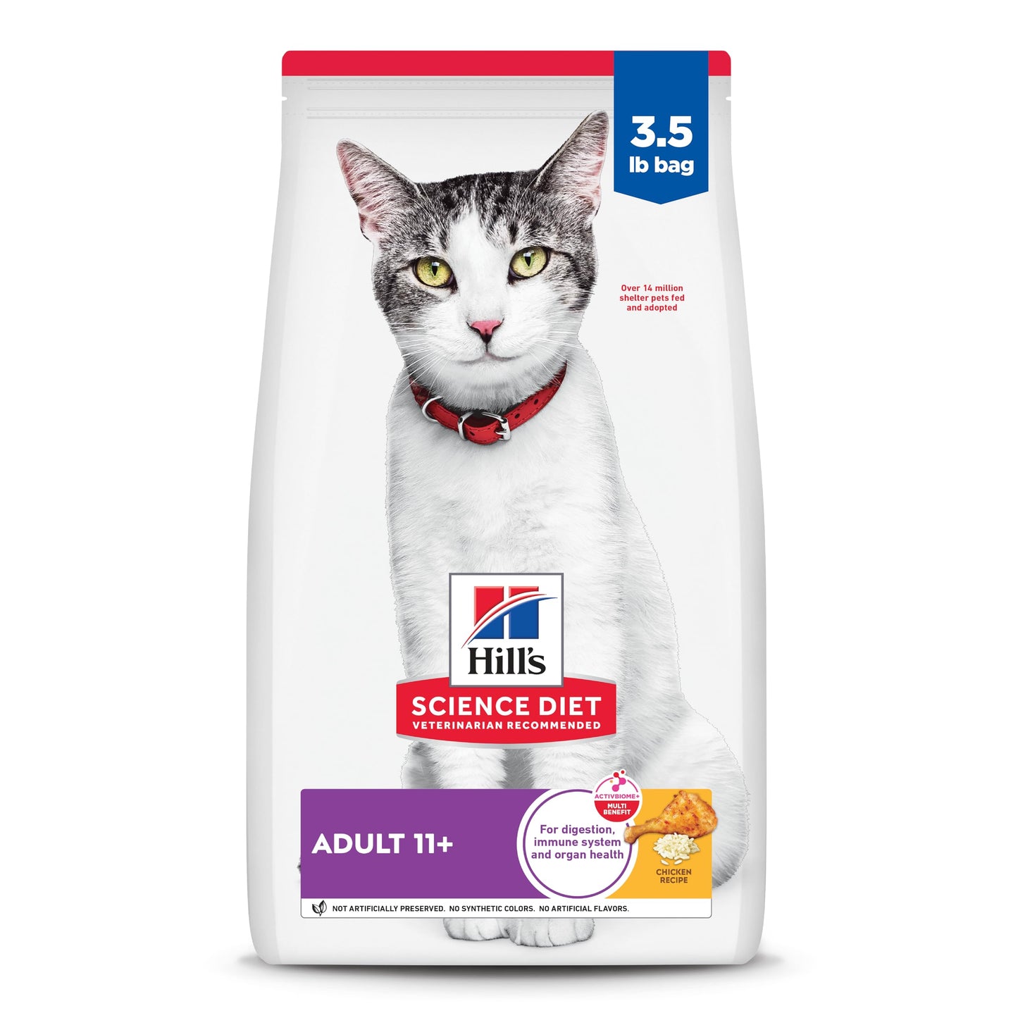 Hill's Science Diet Adult 11+, Senior Adult 11+ Premium Nutrition, Dry Cat Food, Chicken Recipe, 3.5 lb Bag