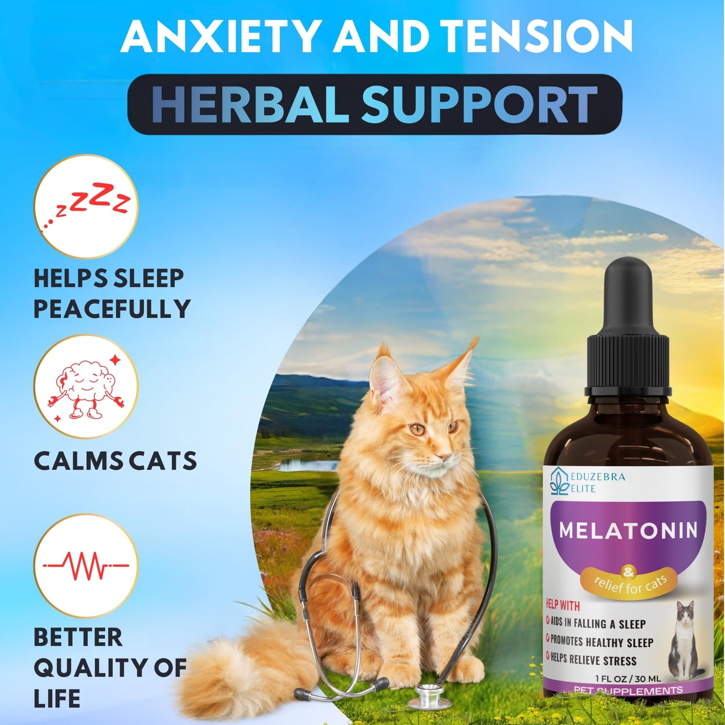 EDUZEBRA Cat Melatonin, Melatonin for Cats, Cat Sedative for Grooming, Cat Sleep Aid, Cat Calming Treats, Anxiety Relief for Cats, Support Restful Sleep for Your Cat