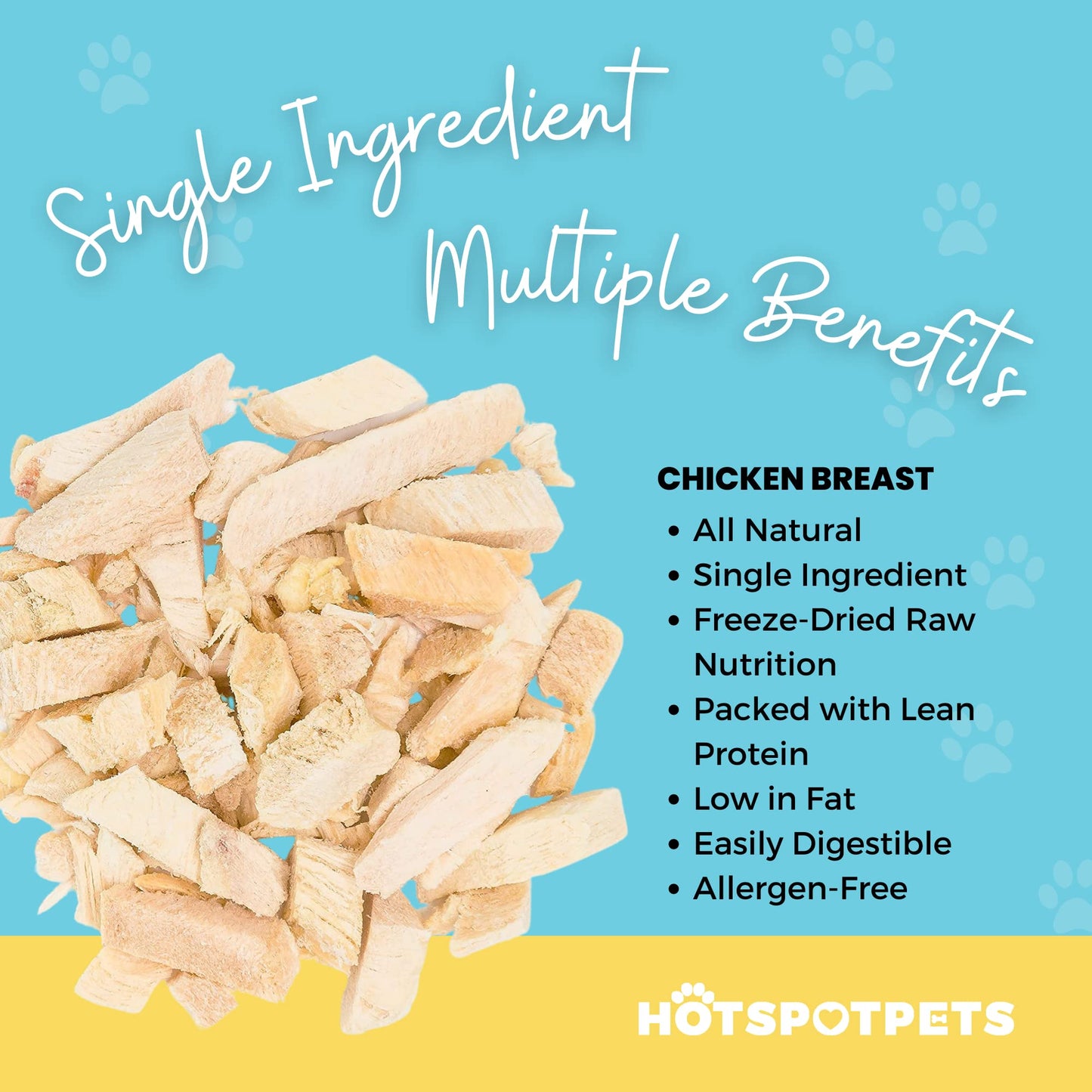 hotspot pets Freeze Dried Chicken Treats for Cats & Dogs -1LB Bag- Resealable Bag- Single Ingredient -Made in USA-All Natural Grain-Free Chicken Breast- Perfect for Training, Topper or Snack (Chicken)