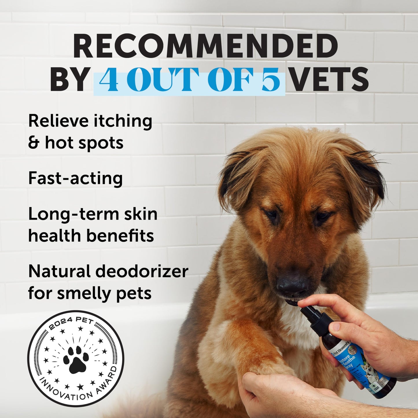 Pet Honesty Restore + Soothe Hot Spots Spray for Dogs & Cats - Gentle on Sensitive Skin, Chlorhexidine Alternative Spray, Soothes Itching, Irritation with Aloe and Microsilver (Lavender) - 4oz