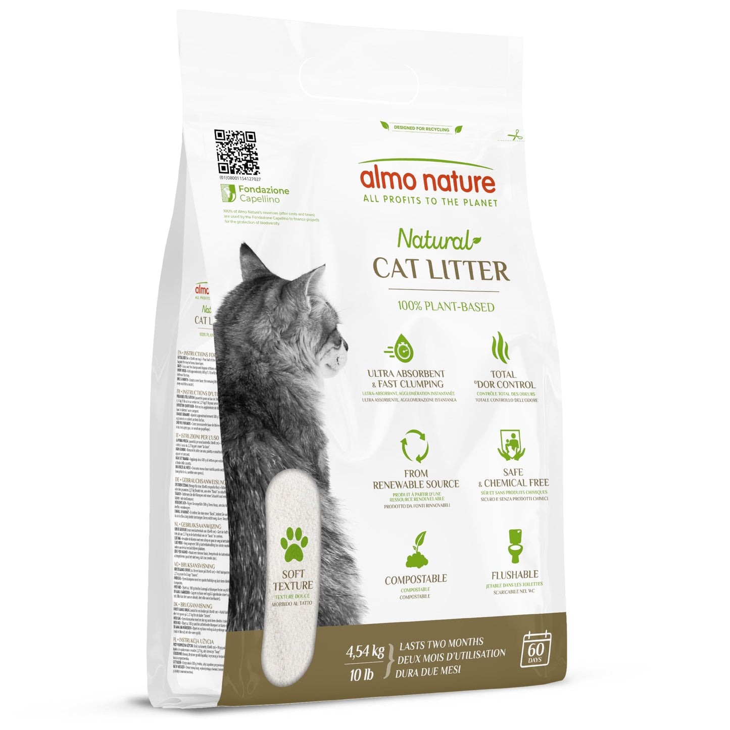 Natural Unscented Cat Litter - 10 lbs - Plant-Based, Clumping, Biodegradable, Non-Toxic, Compostable, Eco-Friendly, Odor Control, Low Dust, Safe for Cats & Kittens.