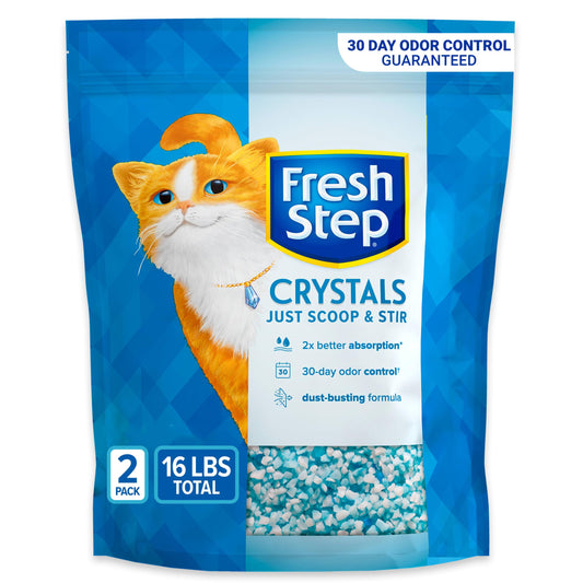 Fresh Step Crystals, Premium Cat Litter, Scented, 8 Pounds, Pack of 2 (Package May Vary)